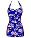Saslax Elegant Floral Retro Inspired Boy-leg One Piece Ruched Maillot Swimsuit