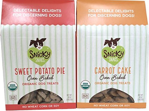 Snicky Snaks Organic Oven Baked Dog Treats Variety Bundle, Sweet Potato Pie and Carrot Cake