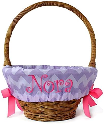Purple on Purple Chevron Basket Liner with Embroidered Name by Our Little Messes (2 sizes available)