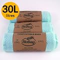 30 Litre x 30 bags Biobag Compostable Kitchen Kerbside Caddy Liner - Food Waste Bin Liners - EN 13432 - Biobags 30L Bags with Composting Guide
