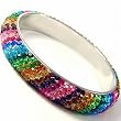 Six-Lined Multi Color Rhinestone Clay Based Bangle Bracelet Fashion Jewelry