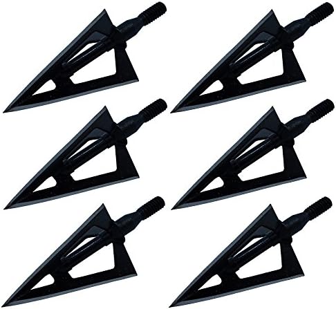 6pcs 100 Grain Metal 3-Blade Broadheads Hunting Shooting Black Arrow Heads Sharp Tips