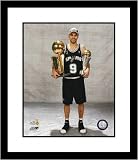 Tony Parker Framed 8x10 Photograph - San Antonio Spurs 2007 NBA Champs Trophy & MVP Trophy