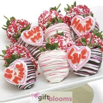 Valentines Day Love Chocolate Covered Strawberries W/ Candie