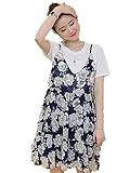 【TPGROWIN】 マタニティ ウェア ワンピース ブラウス 2枚セット 花柄 カジュアル 出産 産前 産後 外出着 妊婦服 全3色 (L, ブルー)