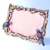 Blue Lovebirds and Flowers Swarovski Crystal Photo Frame for 3.5 x 5 inch Picture 3D Back $1 Shipping