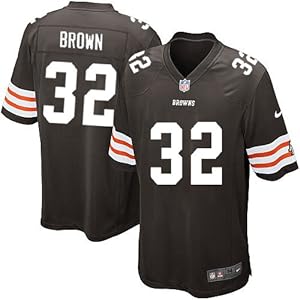Cleveland Browns #32 Jim Brown Game Brown Men Jersey(X-Large)