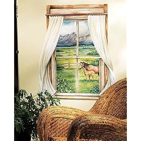 Wallies 15227 Grazing Pastures Window Wallpaper Mural, 2-Sheets