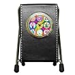Pen Holder Desk Clock of 60s Icons on Rainbow Swirl (Peace Symbol, Love Sign, Mushroom, Lava Lamp, Sunflower, Marijuana Leaf, Peace Hand Sign, Peace Dove, and Ankh) (Clothing, Fashion, Dress, Events, Hairstyles, Hippies, Fads, Trends, Movement, History, Soul, Style, Disco)