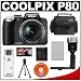 Nikon Coolpix P80 10.1 Megapixel Digital Camera with 18x VR Optical Zoom + Flash with Grip + Card Reader + Spare EN-EL5 Battery + Digital Camera Case