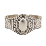 Low Luv - Afghani Engraved Cuff Bracelet - Silver Plated