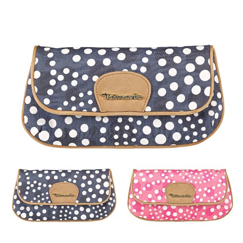 TAMARIS Damen Clutch lang, Kosmetiktasche, JANE DOTTED, 2 Farben: pink comb oder denim blau comb