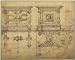 Front and side elevations and a general view of a chest from The Courtauld Institute THIS IS AN ART PRINT