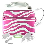 Pink Zebra Carrying Sleeve with Extra Pocket for Amazon Kindle DX + White Rapid Kindle DX Car Charger + White Kindle DX Wall Charger + White Amazon Kindle DX Data Cable + White Ebook Reader LED Light + Live*Laugh*Love Wrist Band!!! (Kindle DX Not Included)