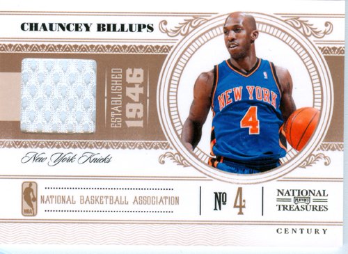 2011 Playoff National Treasures Authentic Chauncey Billups Game Worn Jersey Card
