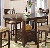 Counter Height Dining Table with Extension Leaf in Dark Cherry Finish