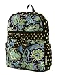 Large Quilted Frolal Paisley Backpack - Blue Green/Brown