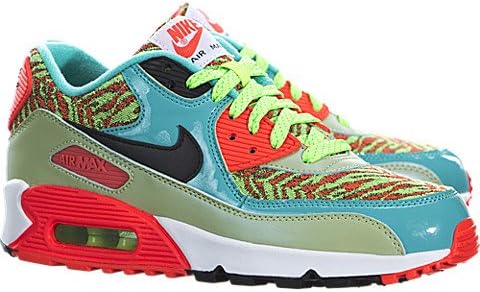 Nike Air Max 90 Premium Mesh (Kids) - Flash Lime / Hyper Jade-Bright Crimson-Black, 6 M US