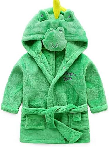 Kids Lovely Cartoon Animal Flannel Bathrobe Pajamas Baby Night-robe (S, Dinosaur)