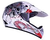 White Blood Skull Motocross ATV Open Face Helmet DOT (Medium)