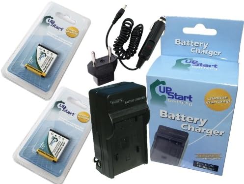 2x Pack - Casio Exilim EX-ZS5SR Battery + Charger with Car & EU Adapters - Replacement for Casio NP-80, NP-82 Digital Camera Battery and Charger (800mAh, 3.7V, Lithium-Ion)