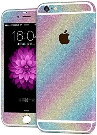 Fochutech Beauty Crystal Glitter Bling Full Body Decals Anti Scraf Waterproof Sticker Protect Case Skin for Apple Iphone 6Plus 6S Plus 5.5 Inch (Rainbow)