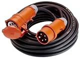 as - Schwabe 60518 CEE-Verl&auml;ngerung 400V / 32A, 25m H07RN-F 5G4 mit Phasenwendestecker, schwarz, IP44 Gewerbe, Baustelle