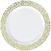 Amscan Premium Plastic Plates | White w/ Gold Lace Border | 7.5