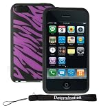 Premium Durable Purple Black Zebra Silicone Skin Case Cover Protector for New Apple iPod Touch 8GB 32GB 64GB 3rd Generation iTouch + includes a 4-inch eBigvalue (TM) Determination Hand Strap