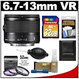 Nikon 1 6.7-13mm f/3.5-5.6 VR Nikkor-Zoom Lens (Black) with 32GB Card + 3 UV/FLD/CPL Filters + Accessory Kit for J1, J2, J3. S1, V1, V2 Digital Camera