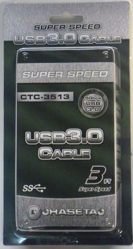 Chasetac SuperSpeed USB 3.0 Extension Cable A-Male to B-Male (3 ft Black)
