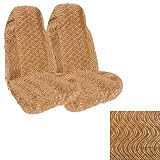 Set of 2 Universal Fit High Back Swirl Pattern Front Bucket Seat Cover - Tan
