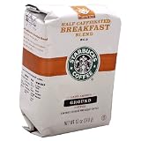 Starbucks Breakfast Blend Coffee, Mild, Half Caffeinated, Ground, 12-Ounce Bags (Pack of 3)