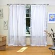 Indo White with silver border Tie Top Sari Sheer Curtain (43 in. x 84 in.)