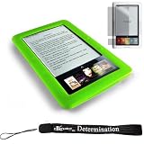 Kroo Skin Case For Barnes & Noble Nook E-Reader (Green) + Includes a 4-Inch eBigvalue Determination Hand Strap + Full set of Screen Guard Protector for your Nook