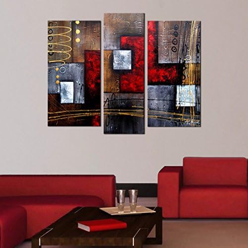'Abstract 407' 3-piece Gallery-wrapped Hand Painted Canvas Art Set