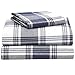 OCM Navy Plaid 3 Piece Twin XL Sheet Set for College Dorm Bedding