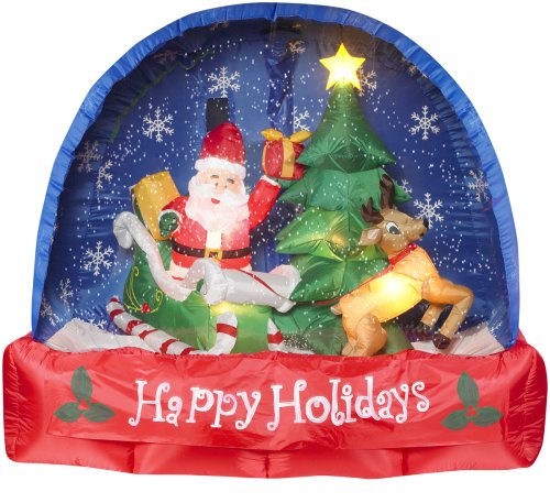Gemmy 1121571 Airblown Snow Globe - Santa in Sleigh, 6 Feet Tall