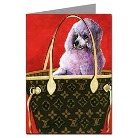 Toy Poodle in Louis Vuitton Inspired Handbag Notecard Set
