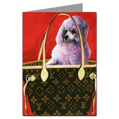 Toy Poodle in Louis Vuitton Inspired Handbag Notecard Set