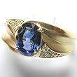 14K Yellow Gold Sapphire and Diamond Man's Ring