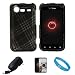 Matte Black with Silver Plaid Design 2 Piece Protective Crystal Hard Shield Protector Case Cover for HTC Droid Incredible 2 (ADR6350) Verizon Wireless Android Smartphone / HTC Incredible S Mobile Phone + INCLUDES Mirror Screen Protector Film Strip + Black Retractable Home Charger with IC Chip + SumacLife TM Wisdom Courage Wristband