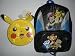 Pokemon BACKPACK (with Ash, Pikachu, Turtwig, Piplup, Chimchar) & a Pikachu LUNCH Box