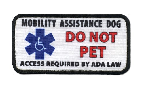 Creative Clam Mobility Dog Do Not Pet Ada Medical 2.5 X 5 Inch Black Rim Sew-on Patch