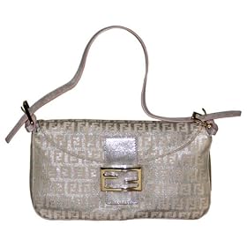 Fendi Mama Medium Silver Pink Zucchino Baguette 8BR003-RQ6-F0GP1