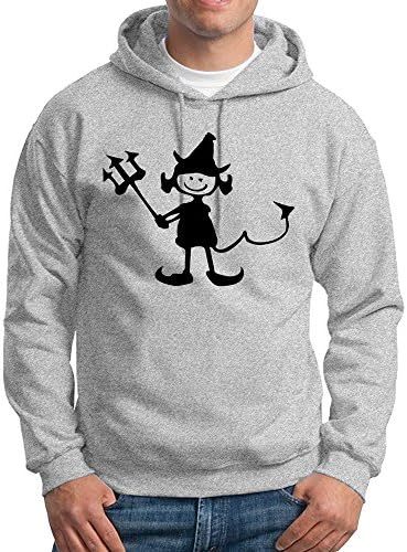 Jozie Men's Hoodies Devil Girl With Trident Size M Ash