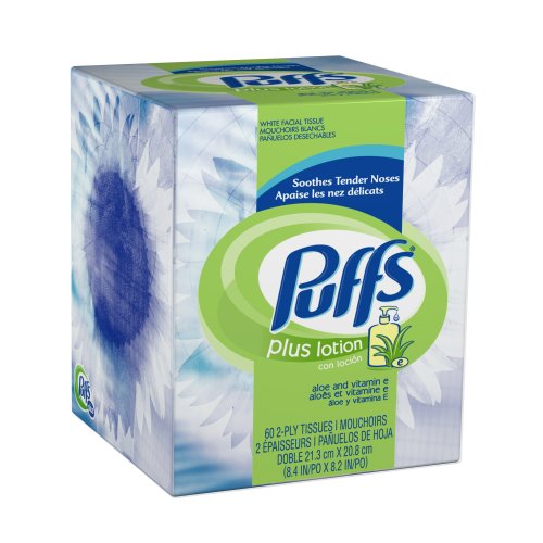 Puffs Facial Tissue Plus Lotion, 2-Ply White Tissues, 60-Count Boxes (Pack of 24)