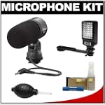 Nikon ME-1 Stereo Microphone for D7000, D5100, D3s, D300s, Coolpix P7000, P7100, 1 V1 Digital Cameras Supplied with Wind Screen and Soft Case + LED Video Light + Nikon Cleaning Kit