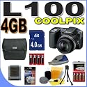 Nikon Coolpix L100 10MP Digital Camera (Black) w/ 15x Optical VR Zoom BigVALUEInc Accessory Saver 4GB Bundle