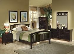 5PCS Contemporary Cappuccino Finish Queen Size Bedroom Set